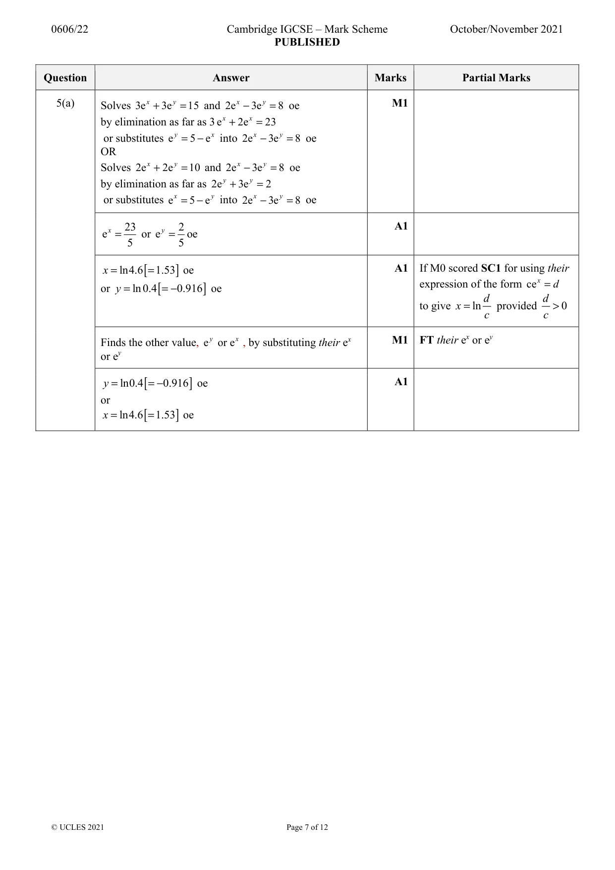 Mark scheme, page 7 of 12