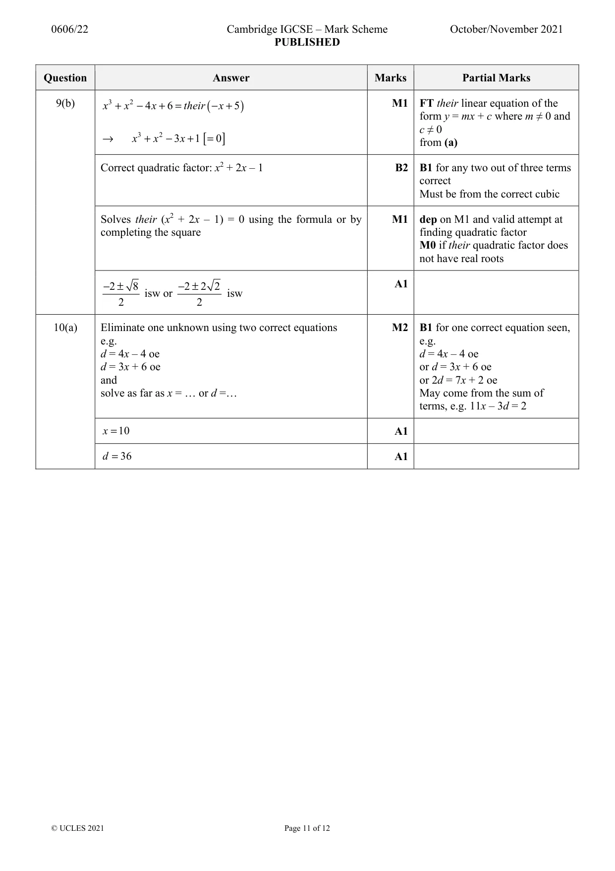 Mark scheme, page 11 of 12