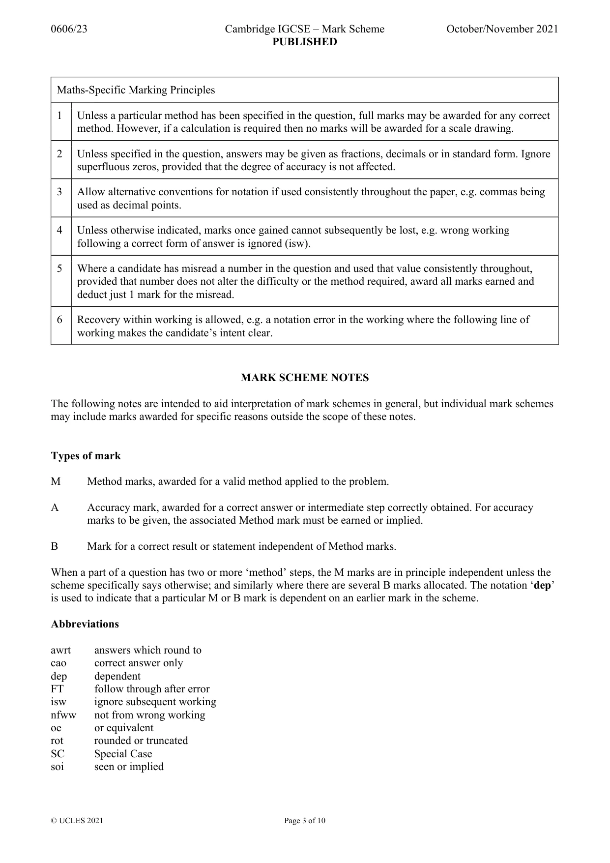 Mark scheme, page 3 of 10