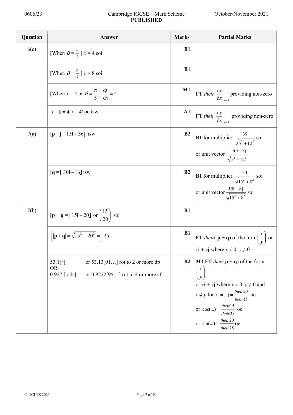 Mark scheme, page 7 of 10