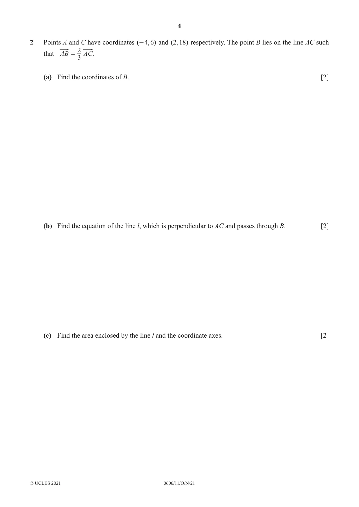 Cambridge IGCSE Mathematics - Additional 0606 2021 Oct/Nov Paper 1 · Variant 1 question paper, page 4 of 16