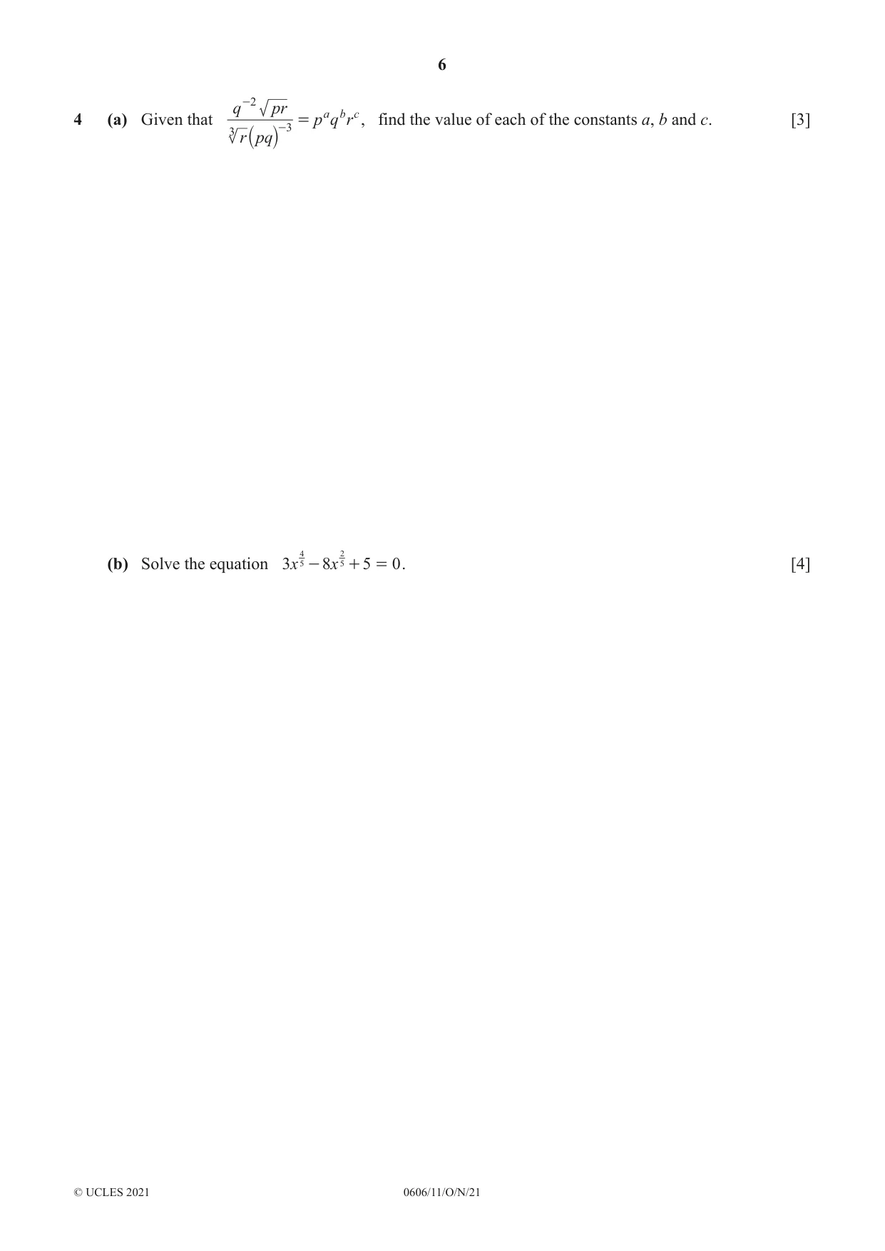 Cambridge IGCSE Mathematics - Additional 0606 2021 Oct/Nov Paper 1 · Variant 1 question paper, page 6 of 16