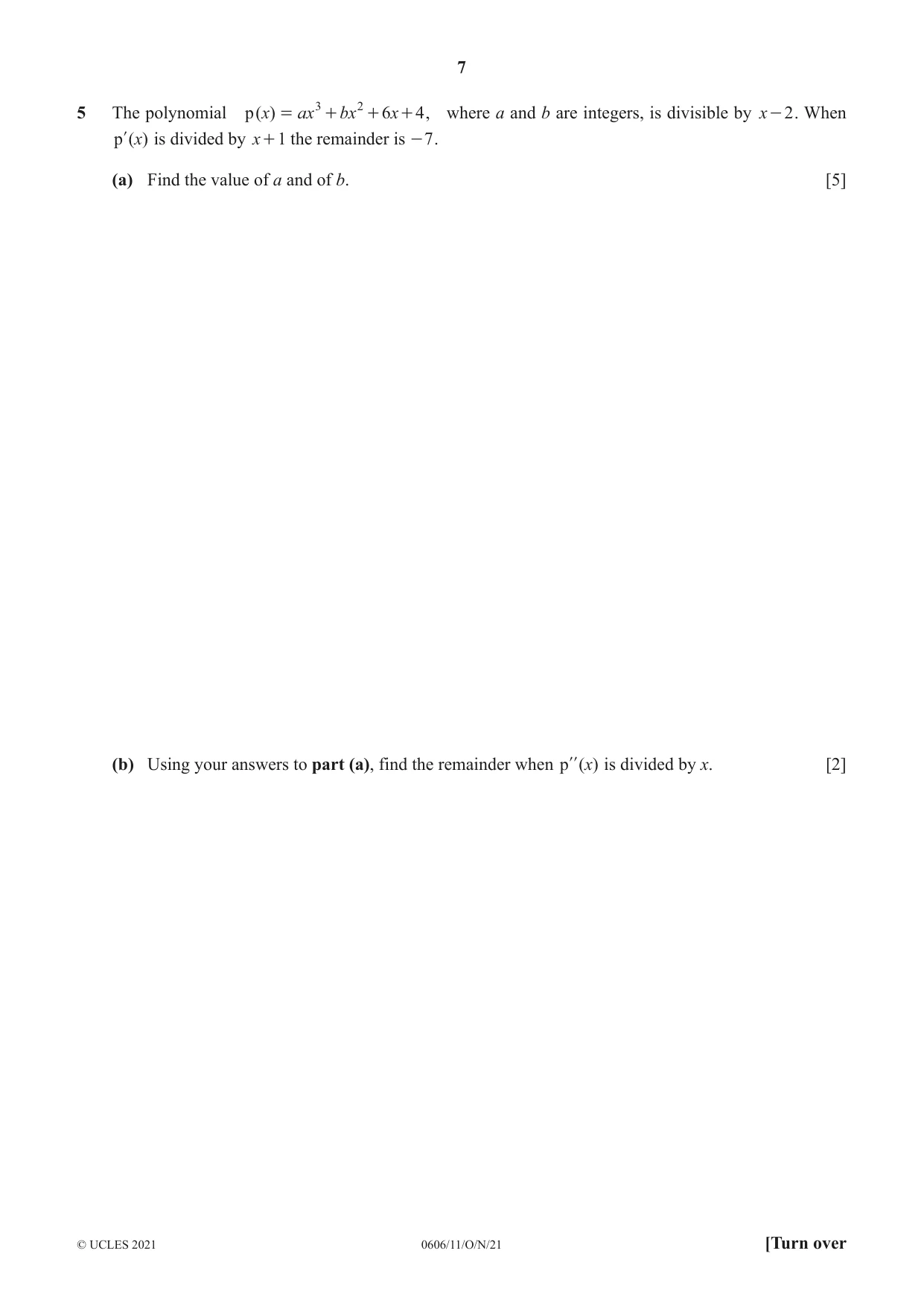 Cambridge IGCSE Mathematics - Additional 0606 2021 Oct/Nov Paper 1 · Variant 1 question paper, page 7 of 16
