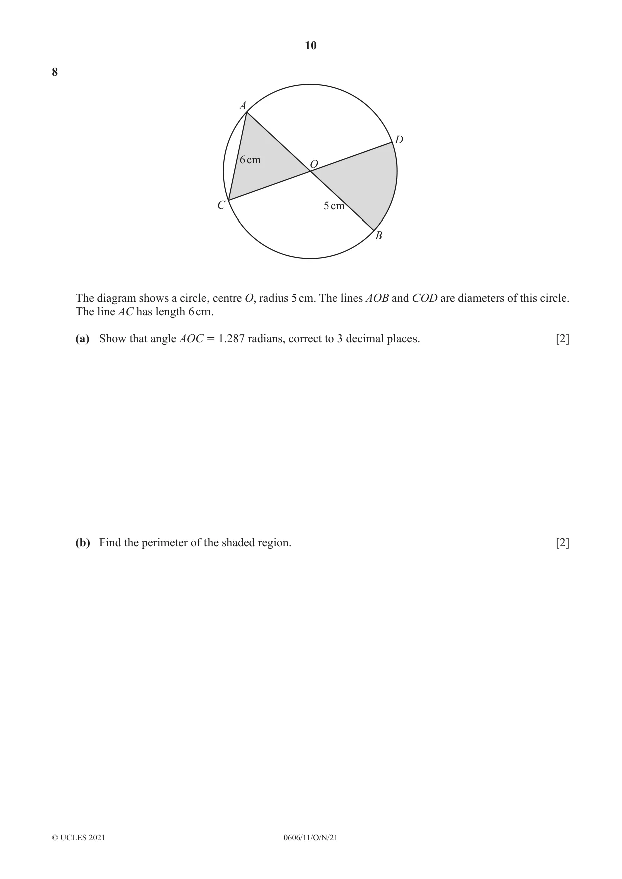 Cambridge IGCSE Mathematics - Additional 0606 2021 Oct/Nov Paper 1 · Variant 1 question paper, page 10 of 16