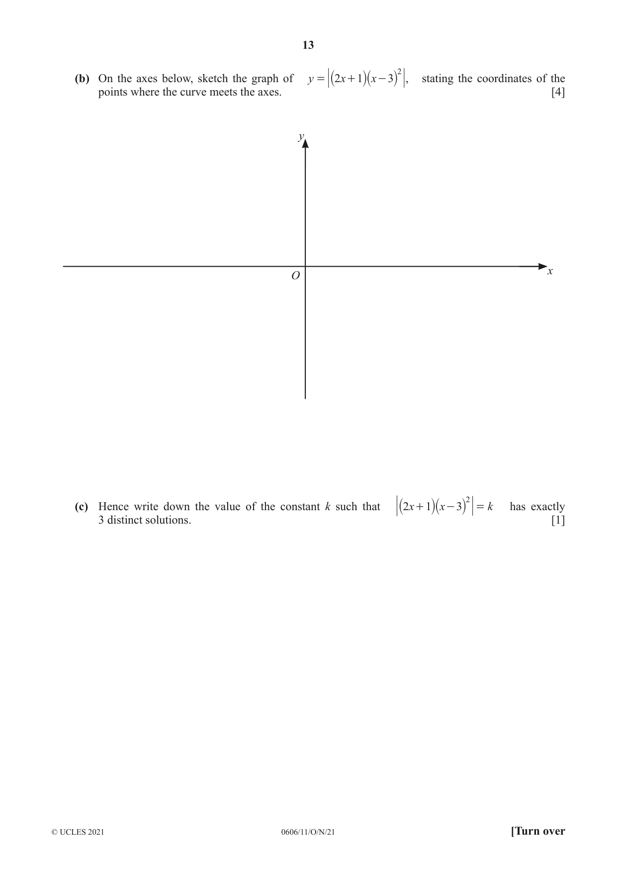 Cambridge IGCSE Mathematics - Additional 0606 2021 Oct/Nov Paper 1 · Variant 1 question paper, page 13 of 16