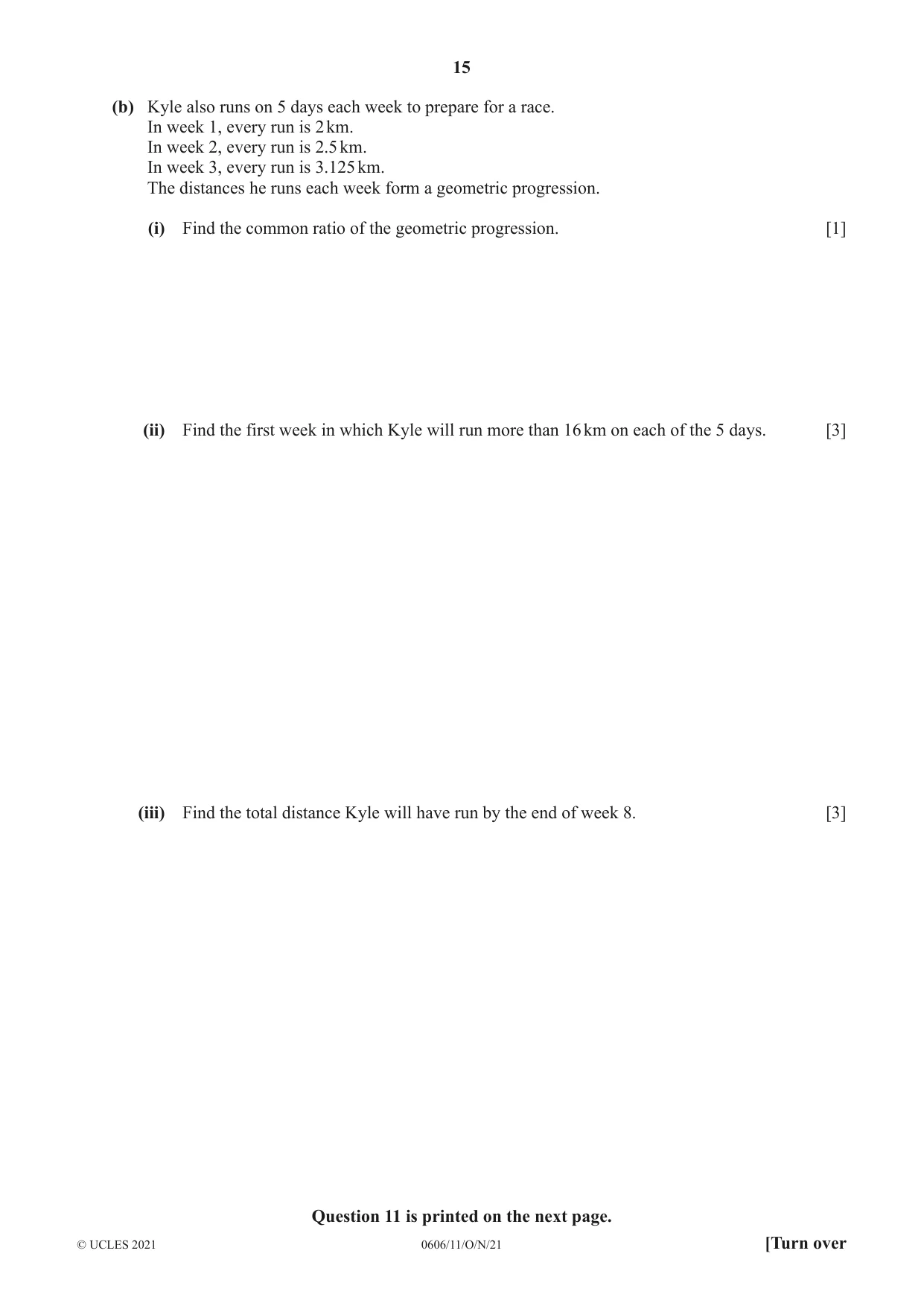 Cambridge IGCSE Mathematics - Additional 0606 2021 Oct/Nov Paper 1 · Variant 1 question paper, page 15 of 16