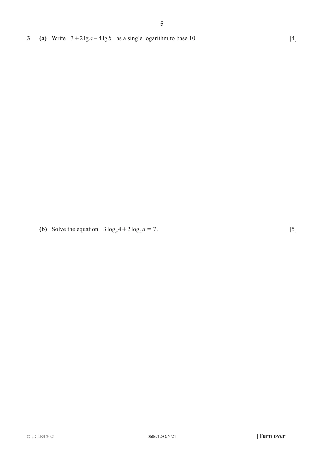 Cambridge IGCSE Mathematics - Additional 0606 2021 Oct/Nov Paper 1 · Variant 2 question paper, page 5 of 16
