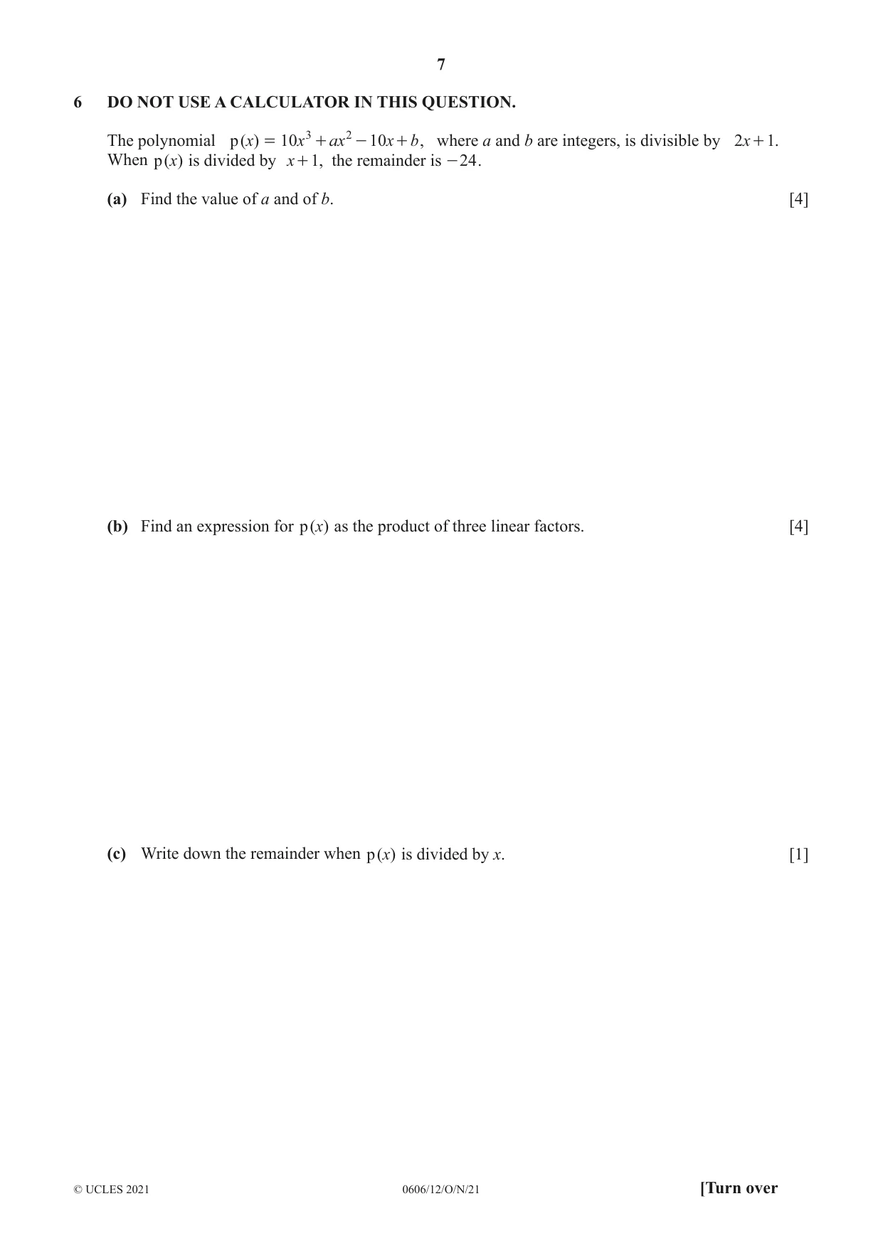 Cambridge IGCSE Mathematics - Additional 0606 2021 Oct/Nov Paper 1 · Variant 2 question paper, page 7 of 16