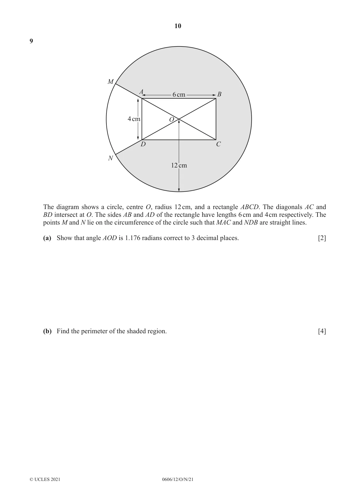 Cambridge IGCSE Mathematics - Additional 0606 2021 Oct/Nov Paper 1 · Variant 2 question paper, page 10 of 16