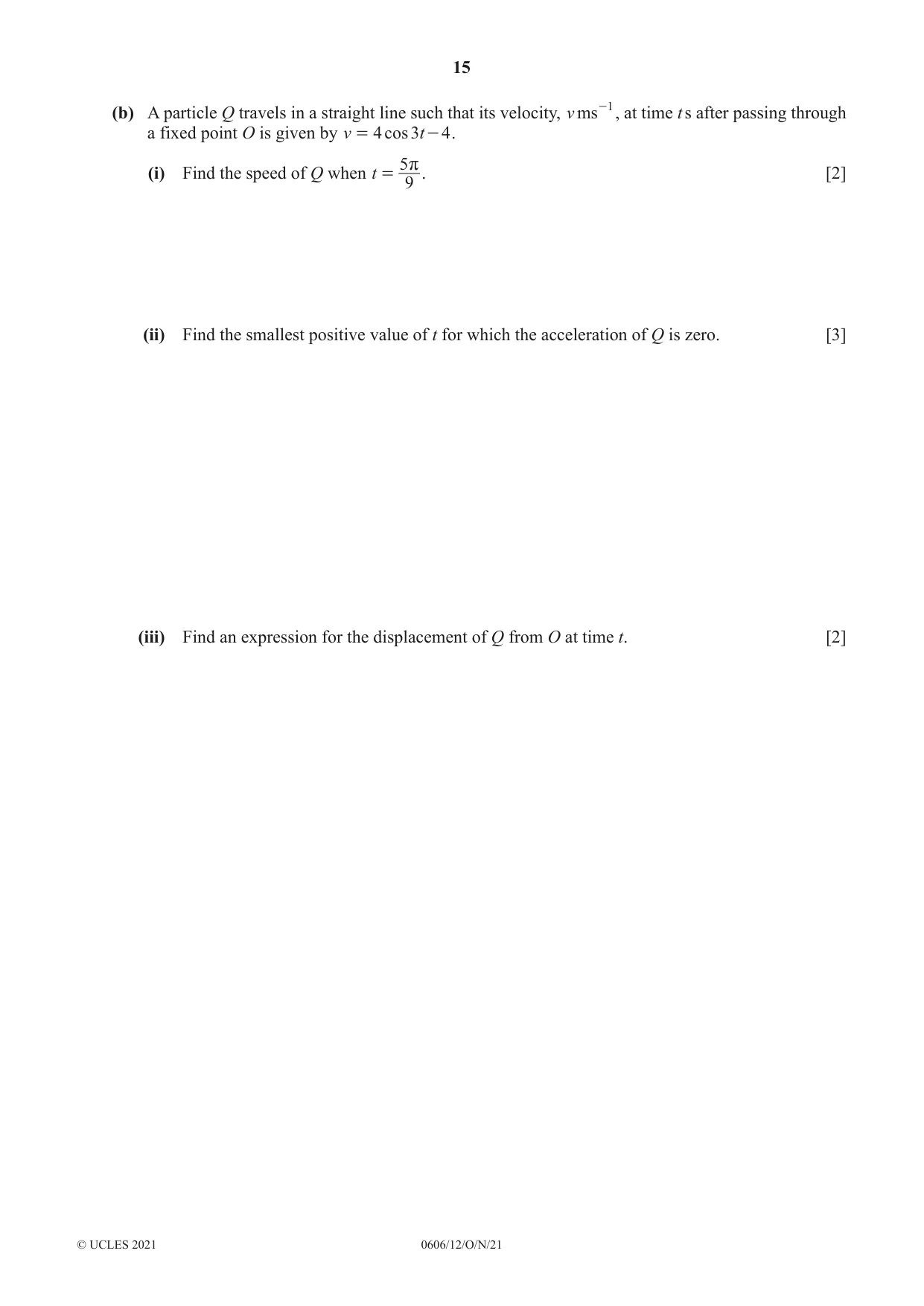 Cambridge IGCSE Mathematics - Additional 0606 2021 Oct/Nov Paper 1 · Variant 2 question paper, page 15 of 16