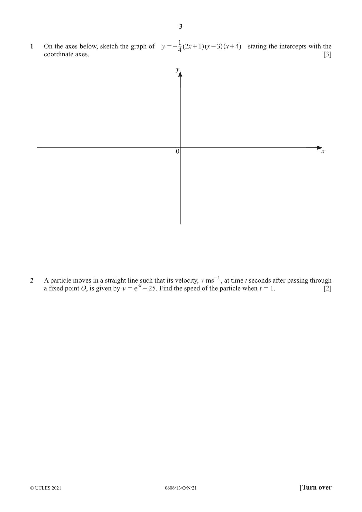 Cambridge IGCSE Mathematics - Additional 0606 2021 Oct/Nov Paper 1 · Variant 3 question paper, page 3 of 16