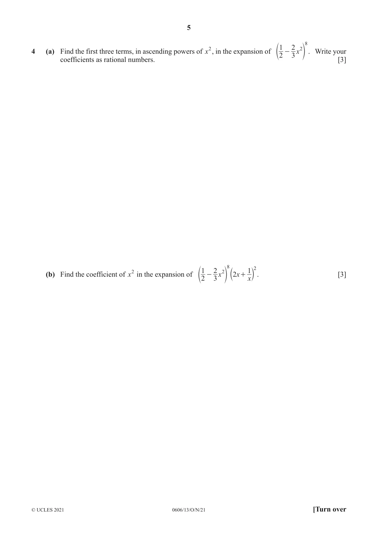 Cambridge IGCSE Mathematics - Additional 0606 2021 Oct/Nov Paper 1 · Variant 3 question paper, page 5 of 16