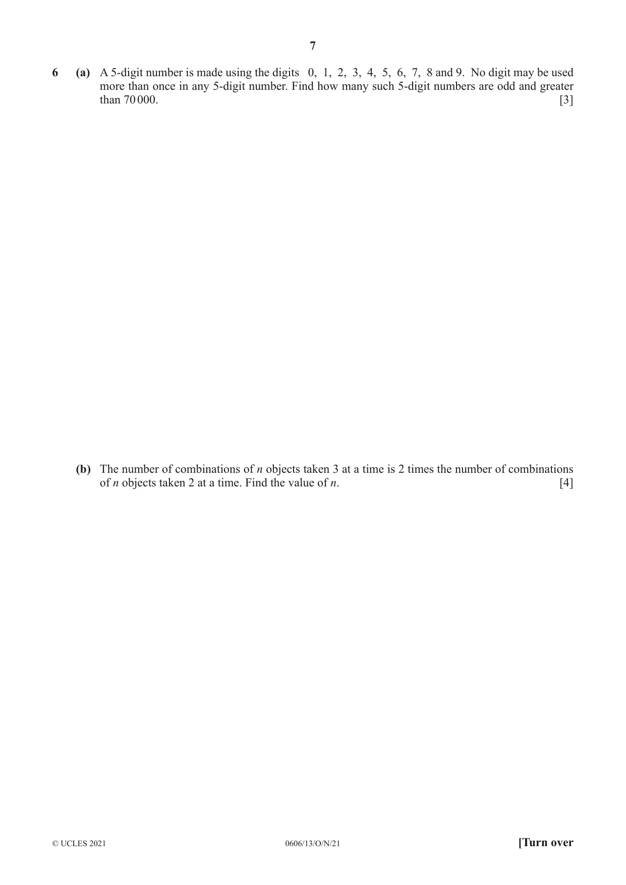 Cambridge IGCSE Mathematics - Additional 0606 2021 Oct/Nov Paper 1 · Variant 3 question paper, page 7 of 16