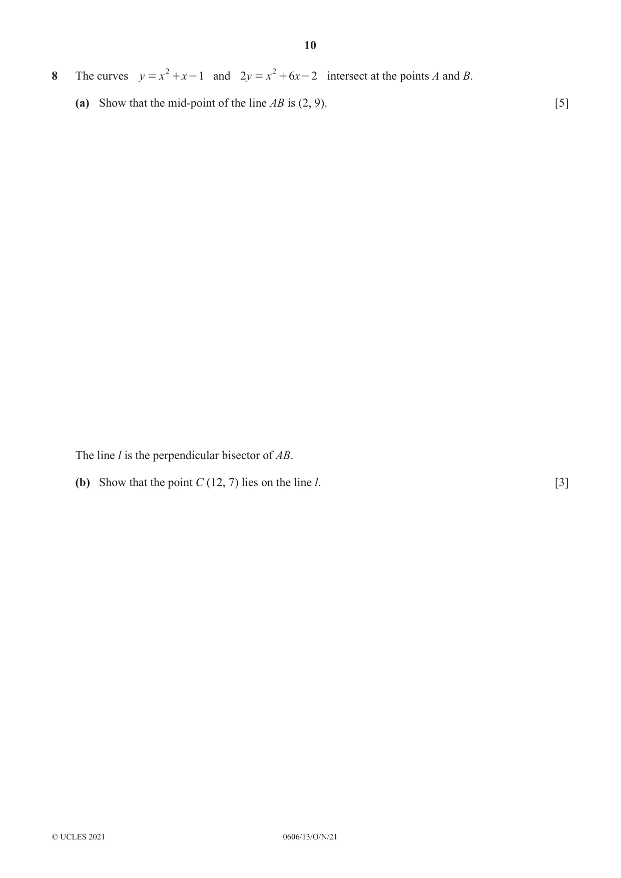 Cambridge IGCSE Mathematics - Additional 0606 2021 Oct/Nov Paper 1 · Variant 3 question paper, page 10 of 16
