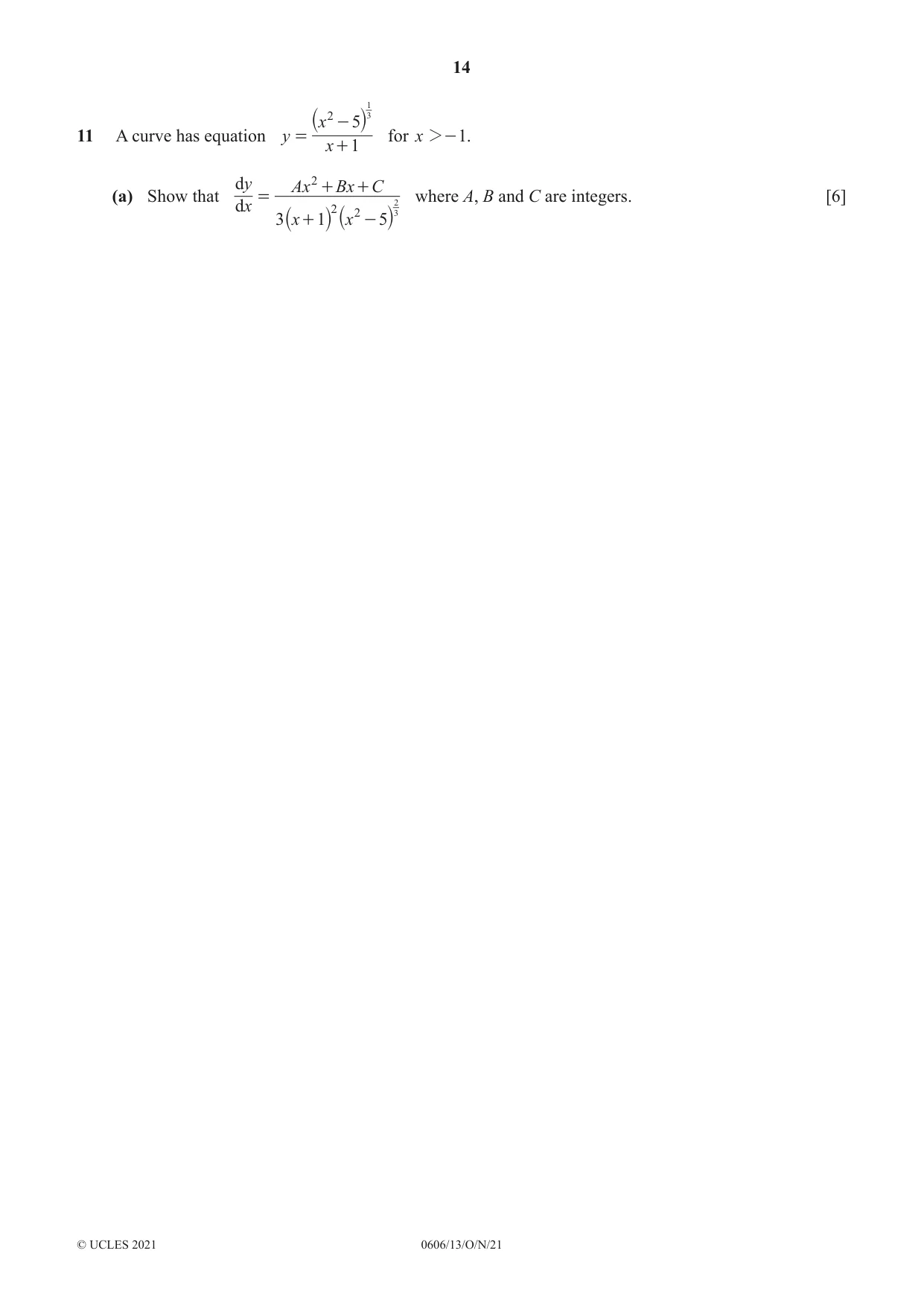 Cambridge IGCSE Mathematics - Additional 0606 2021 Oct/Nov Paper 1 · Variant 3 question paper, page 14 of 16