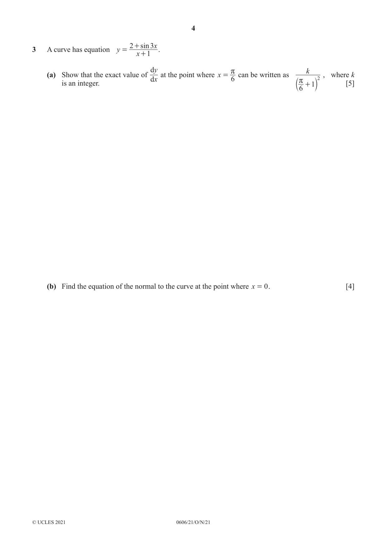 Cambridge IGCSE Mathematics - Additional 0606 2021 Oct/Nov Paper 2 · Variant 1 question paper, page 4 of 16