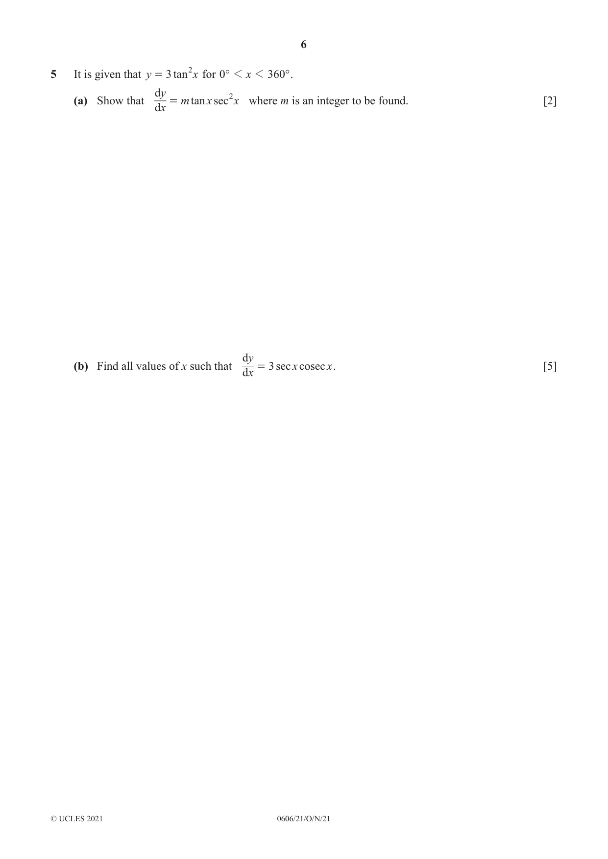 Cambridge IGCSE Mathematics - Additional 0606 2021 Oct/Nov Paper 2 · Variant 1 question paper, page 6 of 16