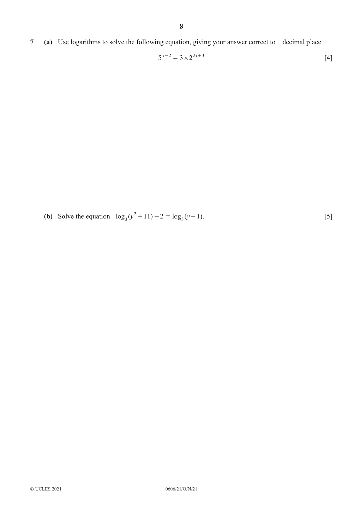 Cambridge IGCSE Mathematics - Additional 0606 2021 Oct/Nov Paper 2 · Variant 1 question paper, page 8 of 16
