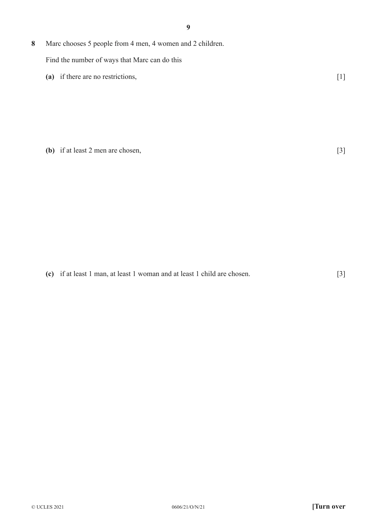 Cambridge IGCSE Mathematics - Additional 0606 2021 Oct/Nov Paper 2 · Variant 1 question paper, page 9 of 16