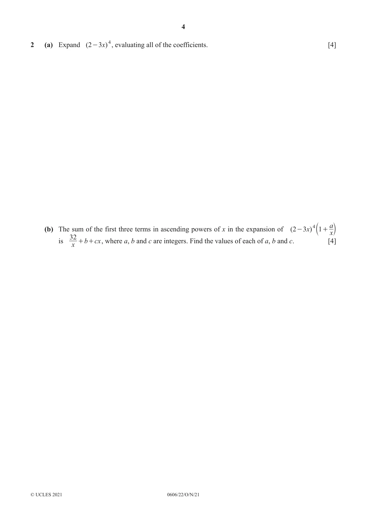 Cambridge IGCSE Mathematics - Additional 0606 2021 Oct/Nov Paper 2 · Variant 2 question paper, page 4 of 16