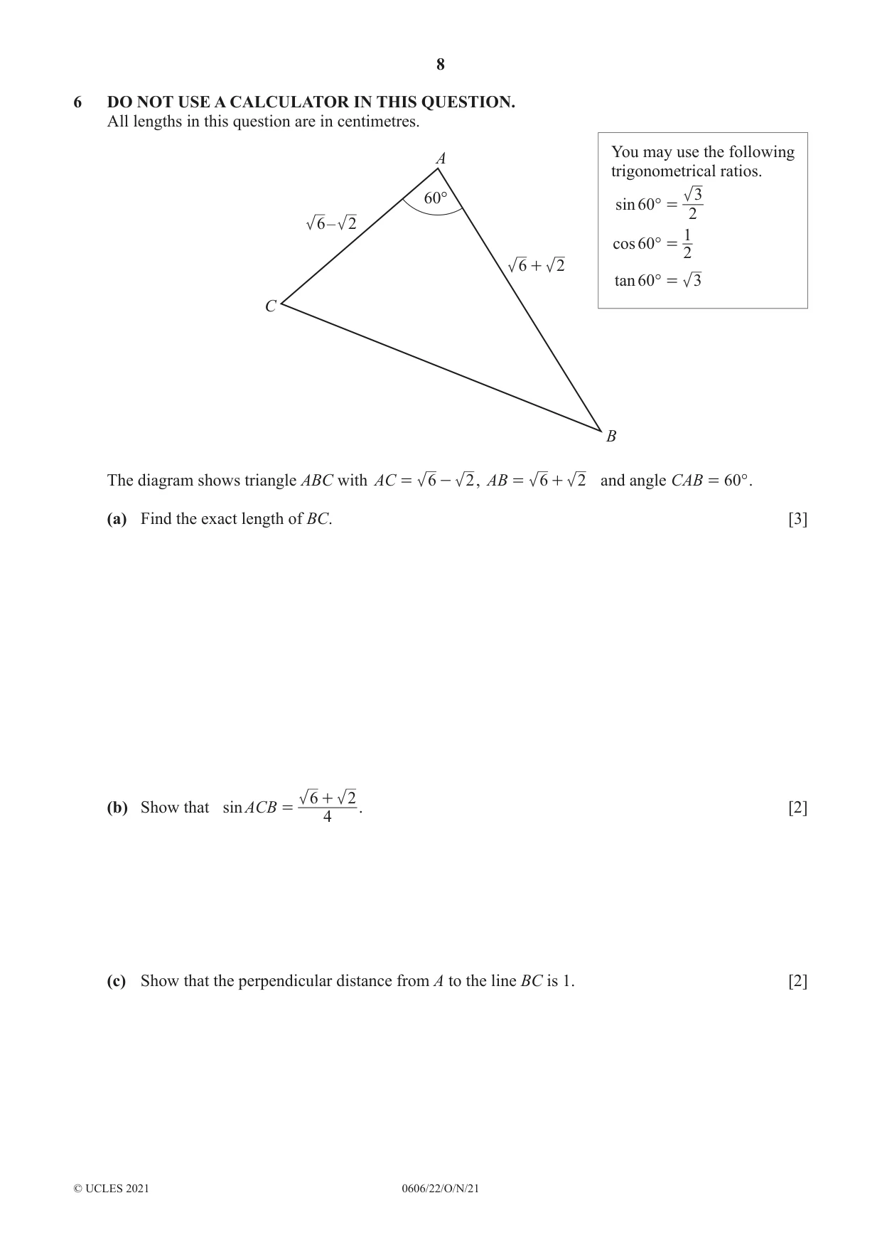 Cambridge IGCSE Mathematics - Additional 0606 2021 Oct/Nov Paper 2 · Variant 2 question paper, page 8 of 16