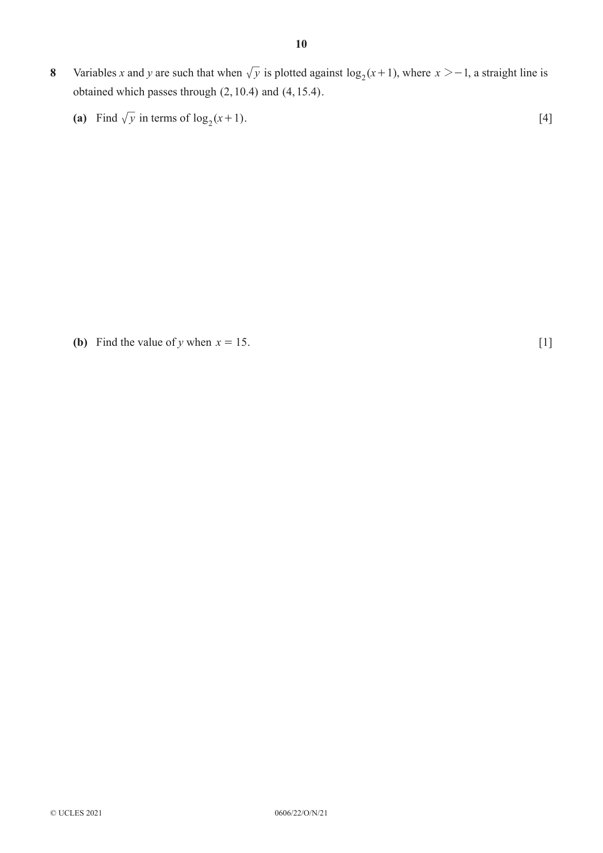 Cambridge IGCSE Mathematics - Additional 0606 2021 Oct/Nov Paper 2 · Variant 2 question paper, page 10 of 16