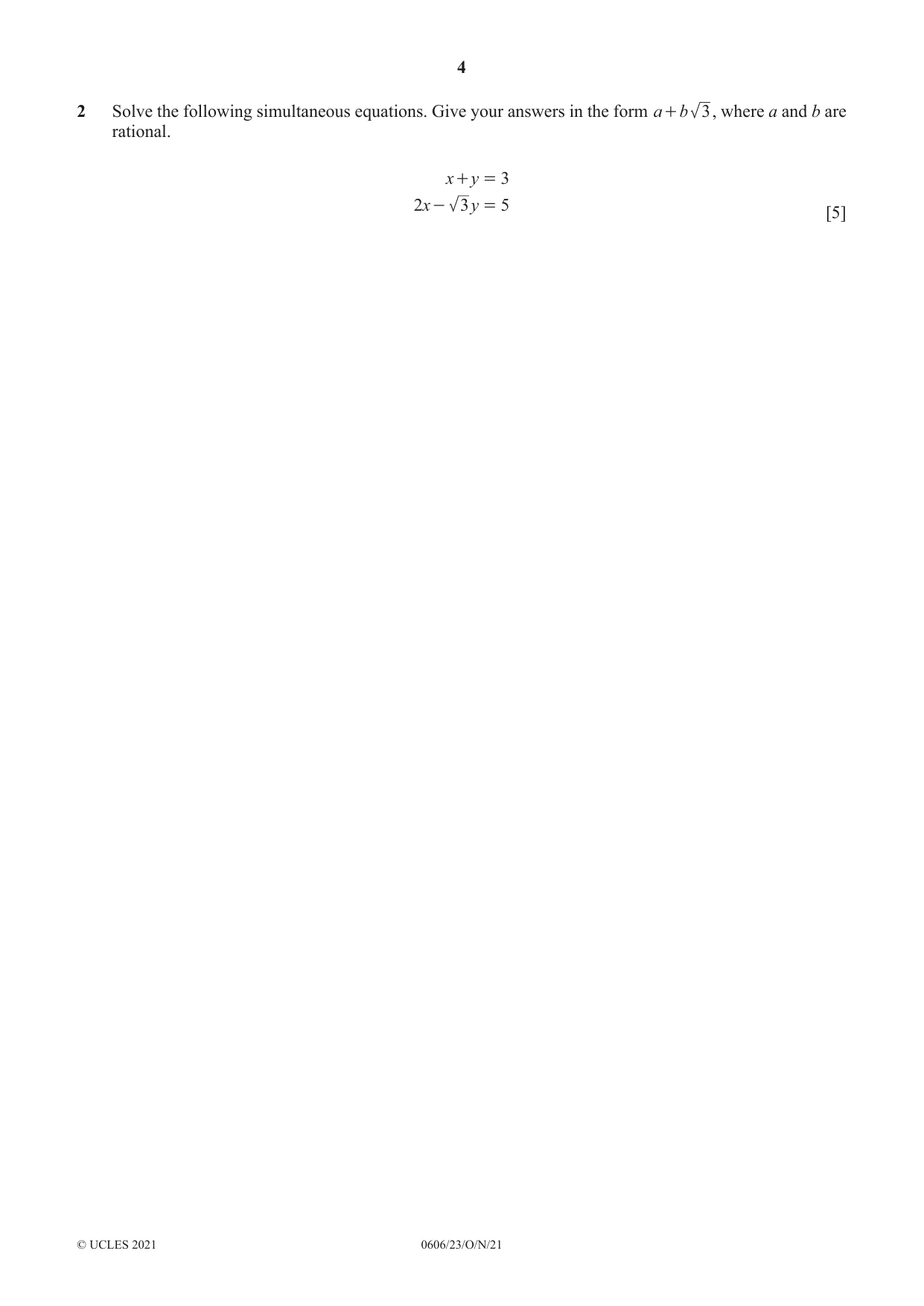 Cambridge IGCSE Mathematics - Additional 0606 2021 Oct/Nov Paper 2 · Variant 3 question paper, page 4 of 16