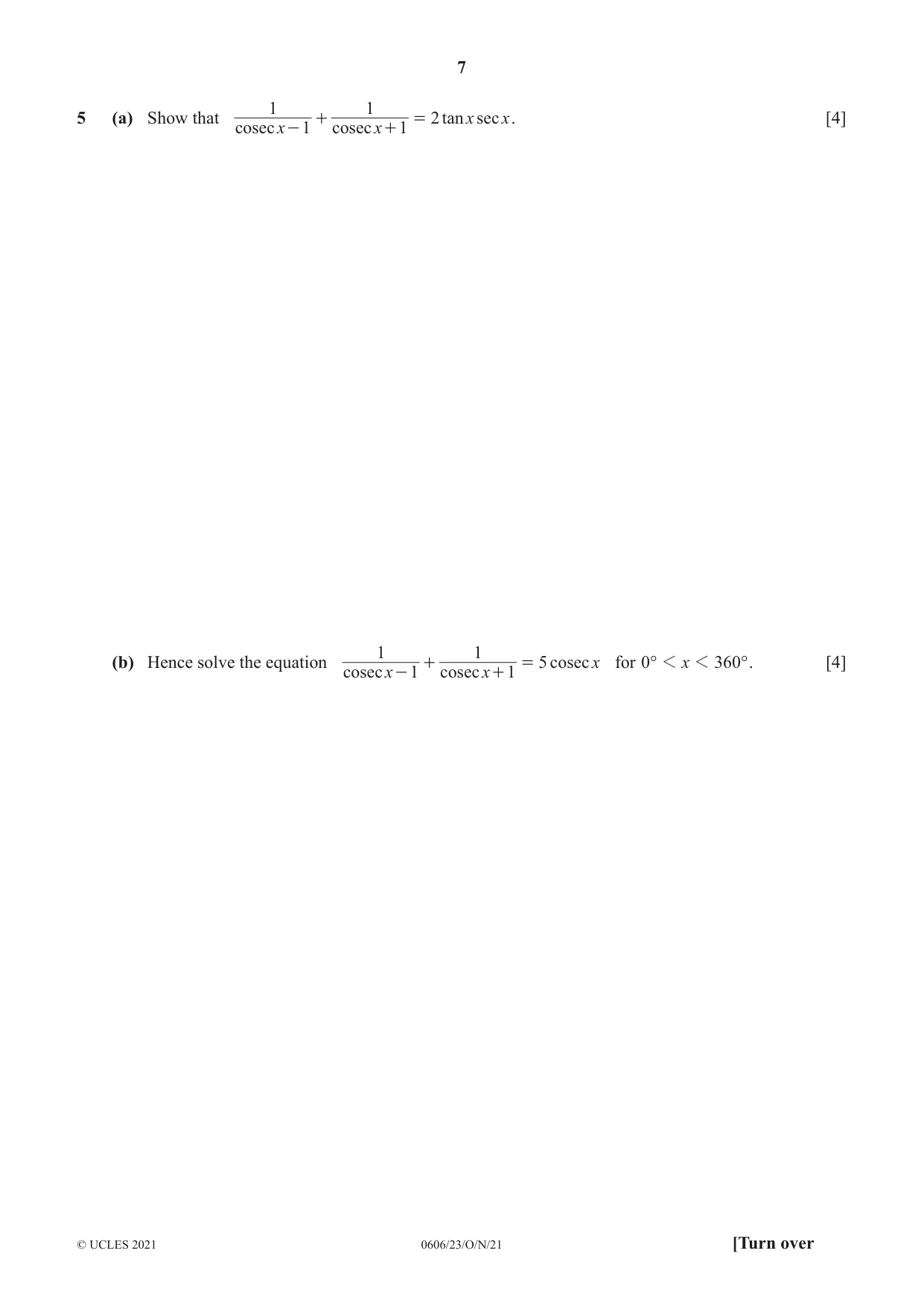 Cambridge IGCSE Mathematics - Additional 0606 2021 Oct/Nov Paper 2 · Variant 3 question paper, page 7 of 16