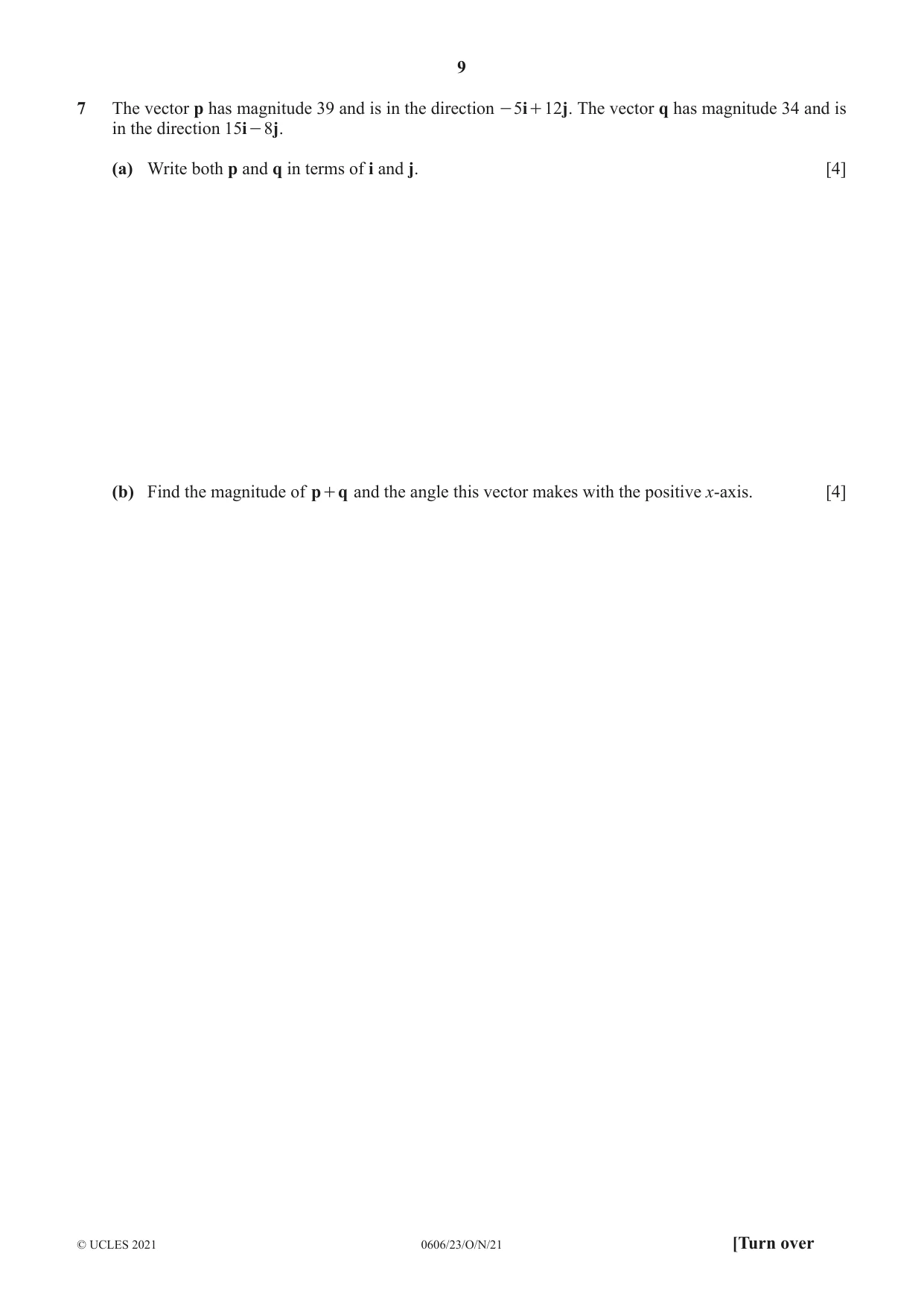 Cambridge IGCSE Mathematics - Additional 0606 2021 Oct/Nov Paper 2 · Variant 3 question paper, page 9 of 16