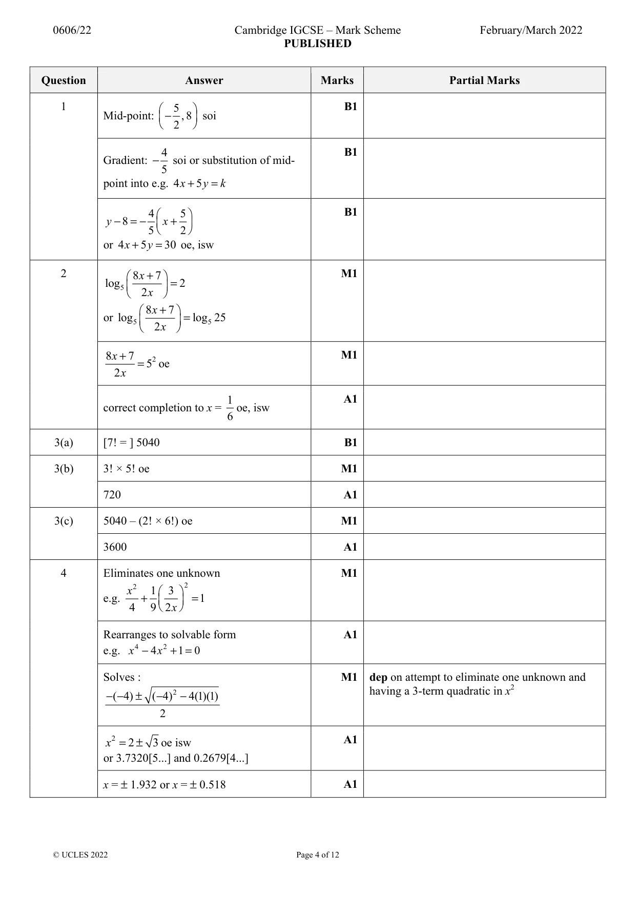 Mark scheme, page 4 of 12