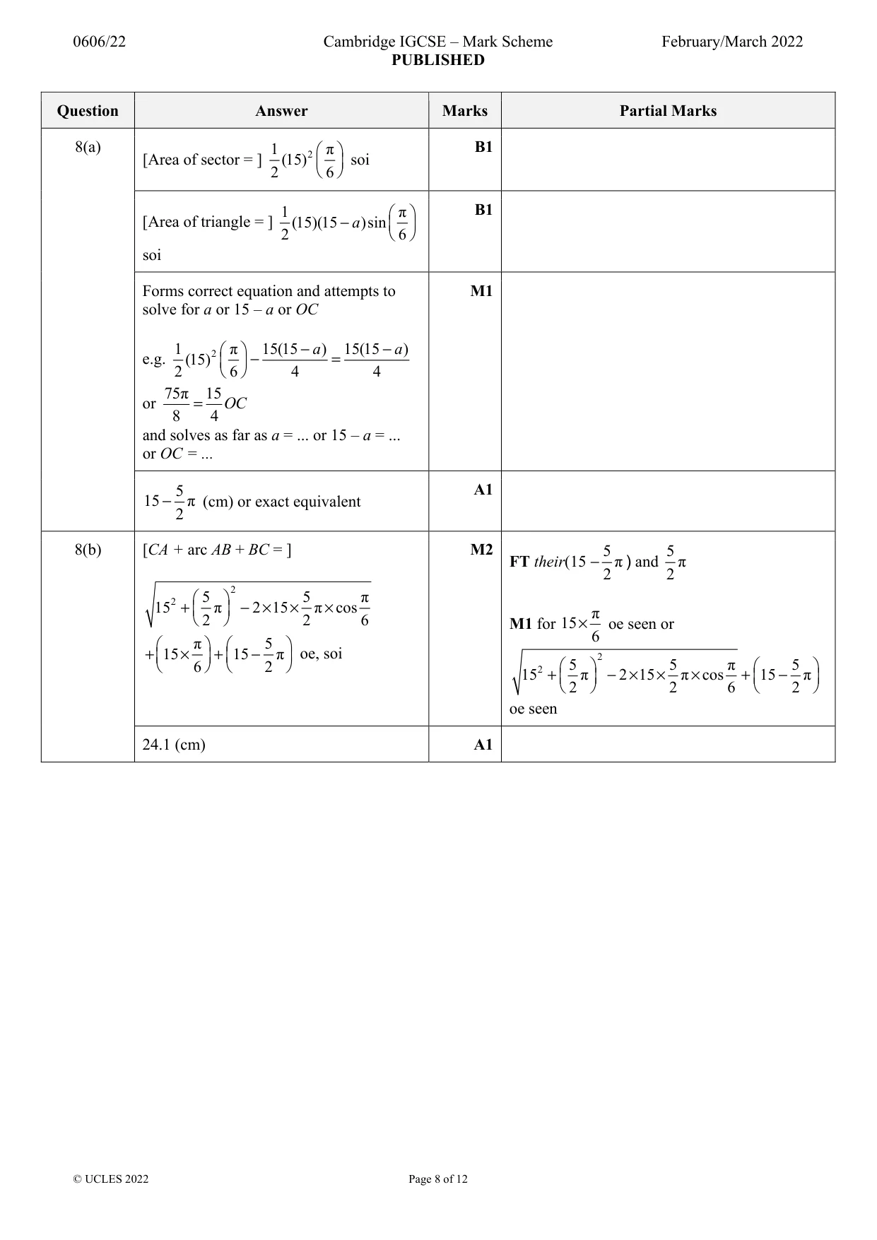 Mark scheme, page 8 of 12