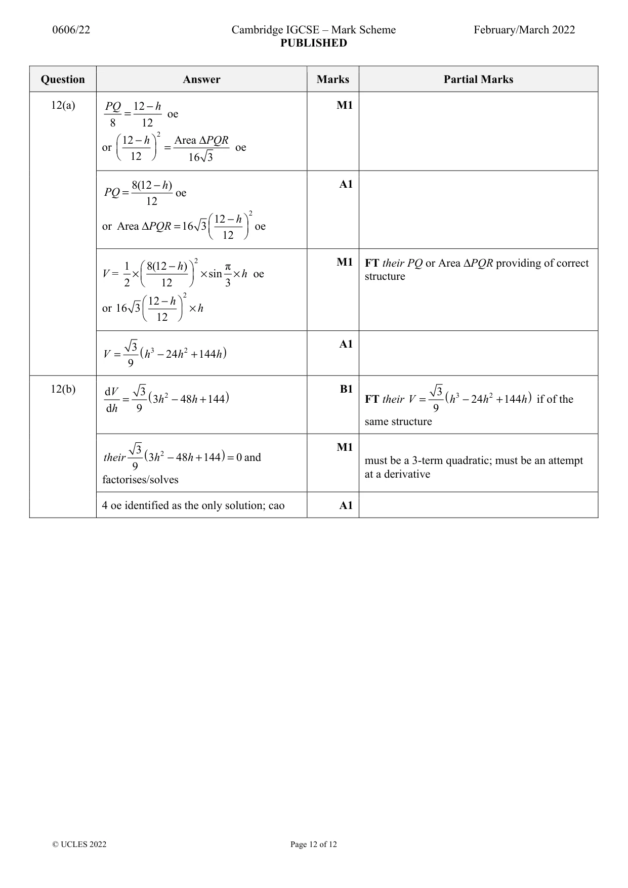 Mark scheme, page 12 of 12