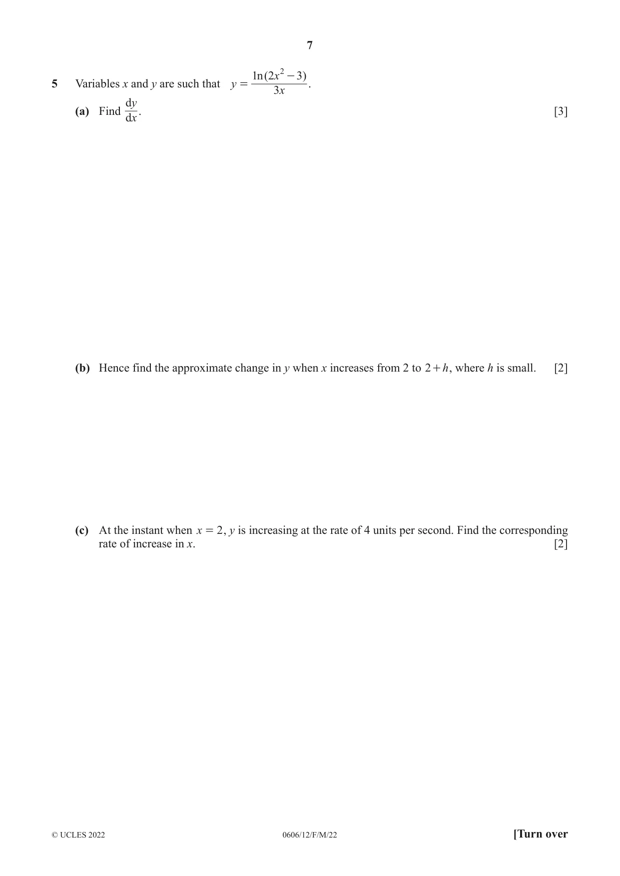 Cambridge IGCSE Mathematics - Additional 0606 2022 Feb/March Paper 1 · Variant 2 question paper, page 7 of 16