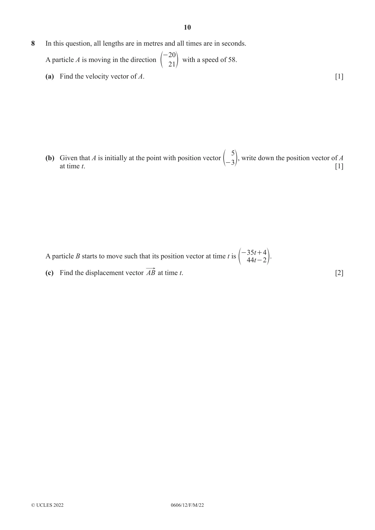 Cambridge IGCSE Mathematics - Additional 0606 2022 Feb/March Paper 1 · Variant 2 question paper, page 10 of 16