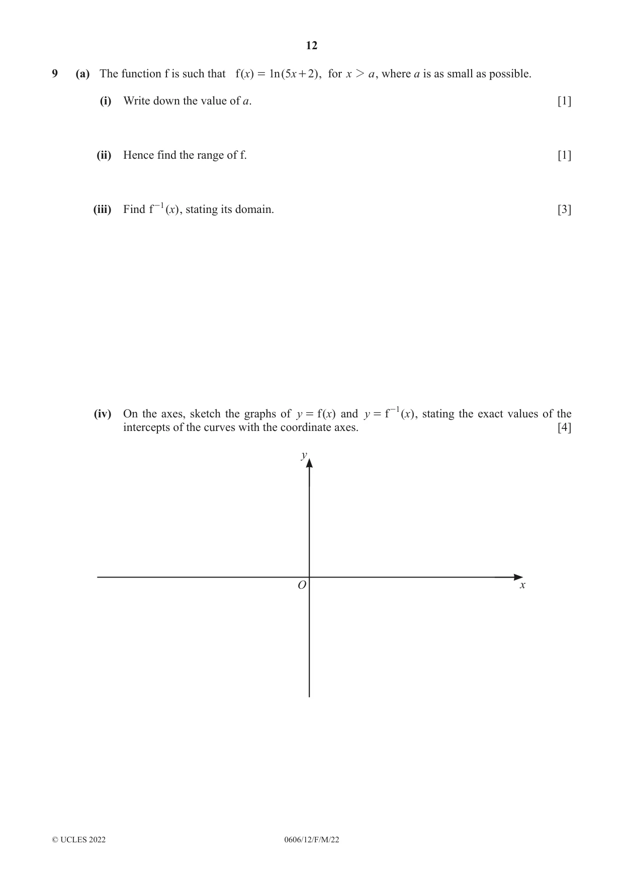 Cambridge IGCSE Mathematics - Additional 0606 2022 Feb/March Paper 1 · Variant 2 question paper, page 12 of 16
