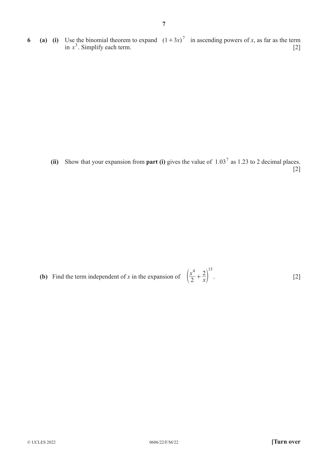 Cambridge IGCSE Mathematics - Additional 0606 2022 Feb/March Paper 2 · Variant 2 question paper, page 7 of 16