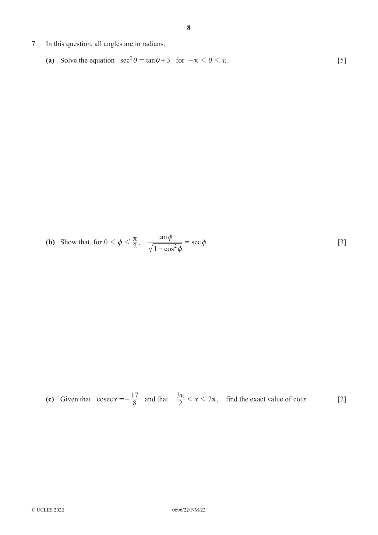 Cambridge IGCSE Mathematics - Additional 0606 2022 Feb/March Paper 2 · Variant 2 question paper, page 8 of 16