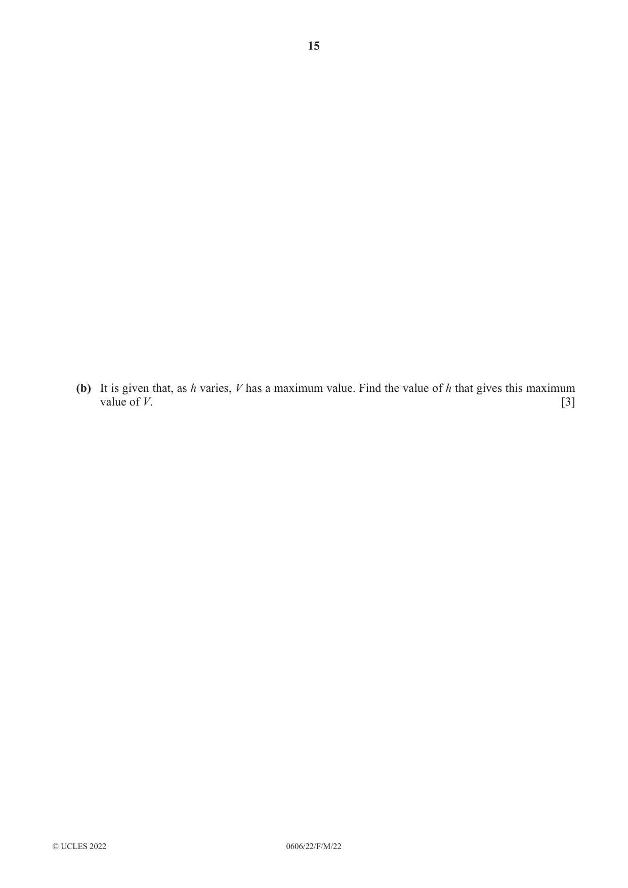 Cambridge IGCSE Mathematics - Additional 0606 2022 Feb/March Paper 2 · Variant 2 question paper, page 15 of 16