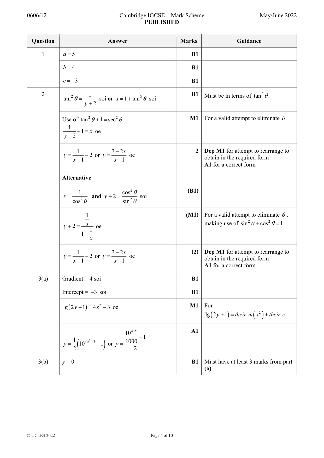 Mark scheme, page 4 of 10