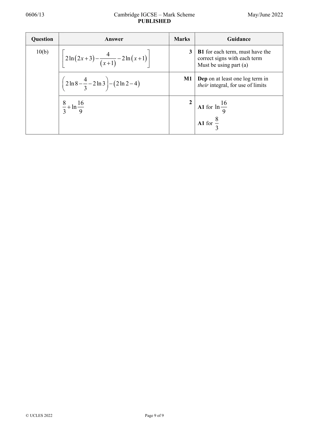 Mark scheme, page 9 of 9