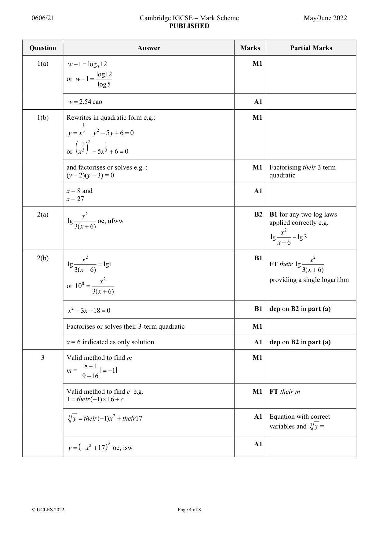 Mark scheme, page 4 of 8