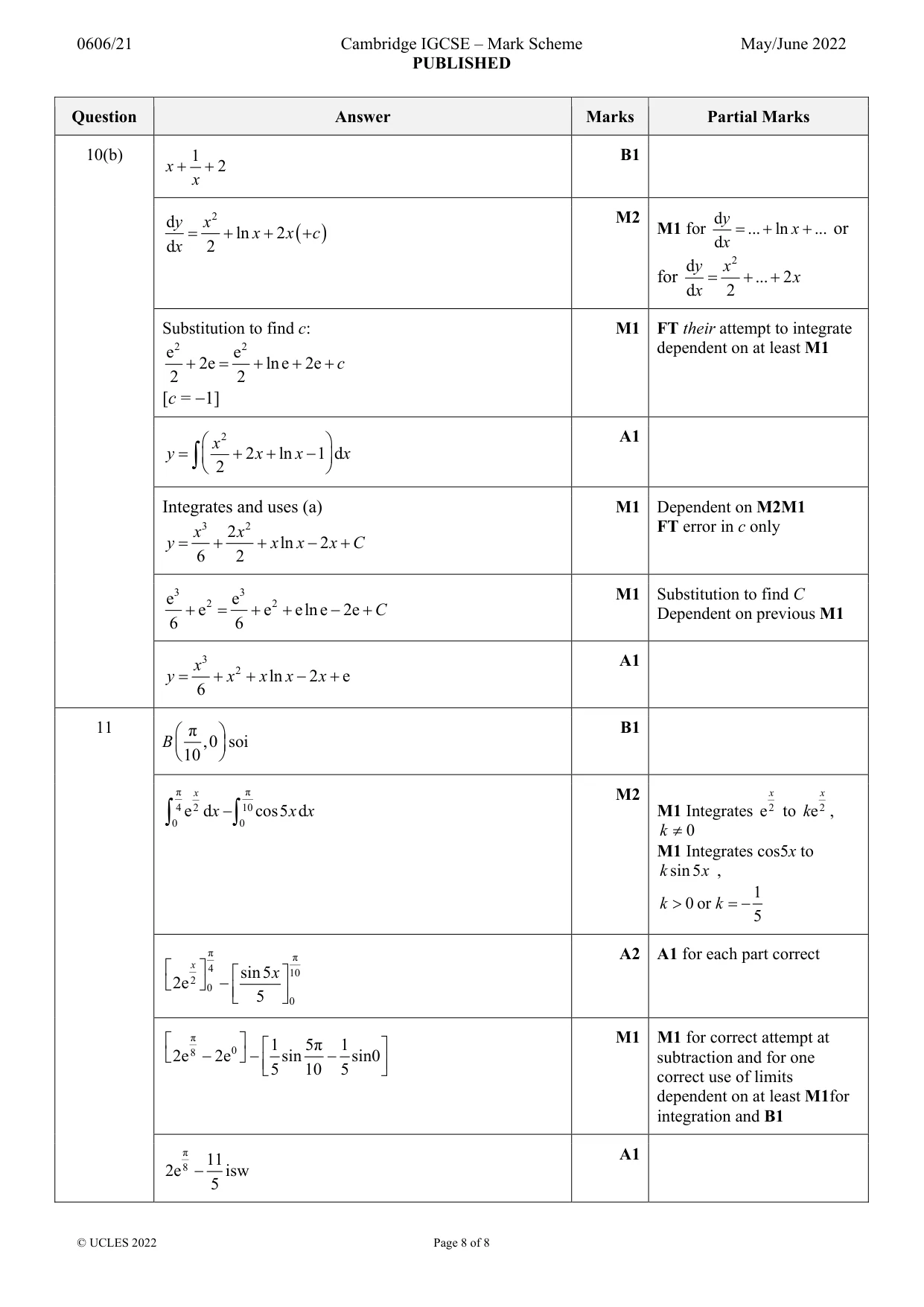 Mark scheme, page 8 of 8