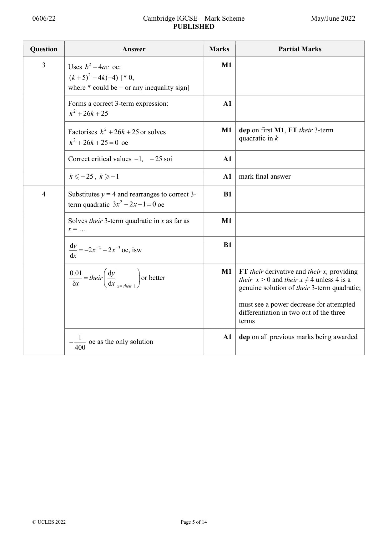 Mark scheme, page 5 of 14