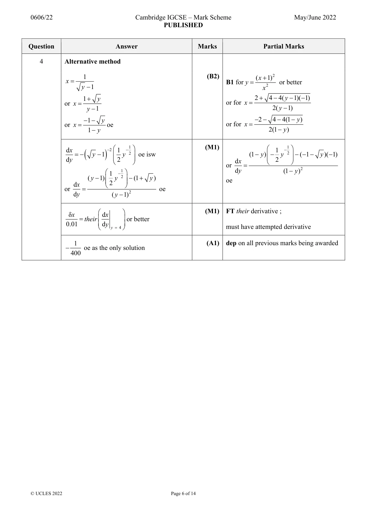 Mark scheme, page 6 of 14