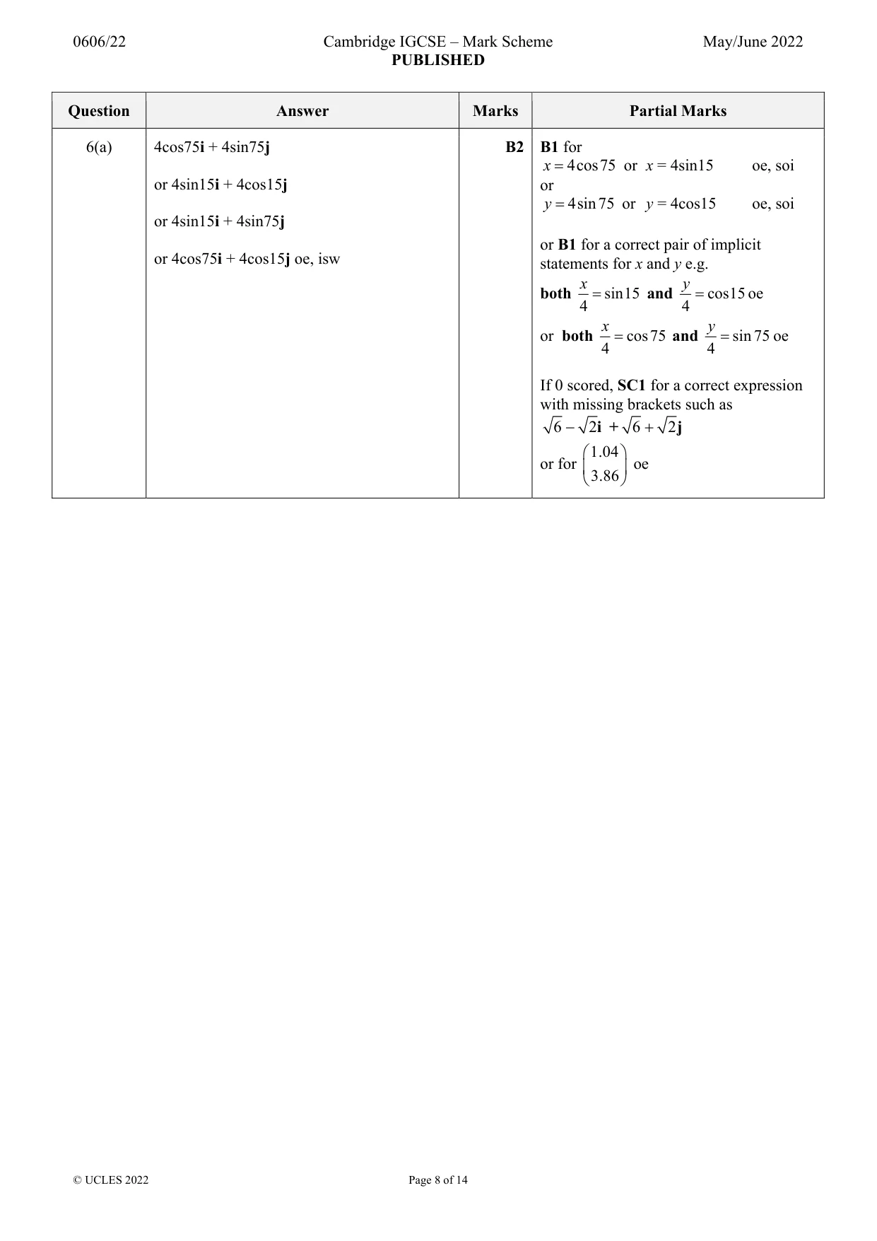 Mark scheme, page 8 of 14