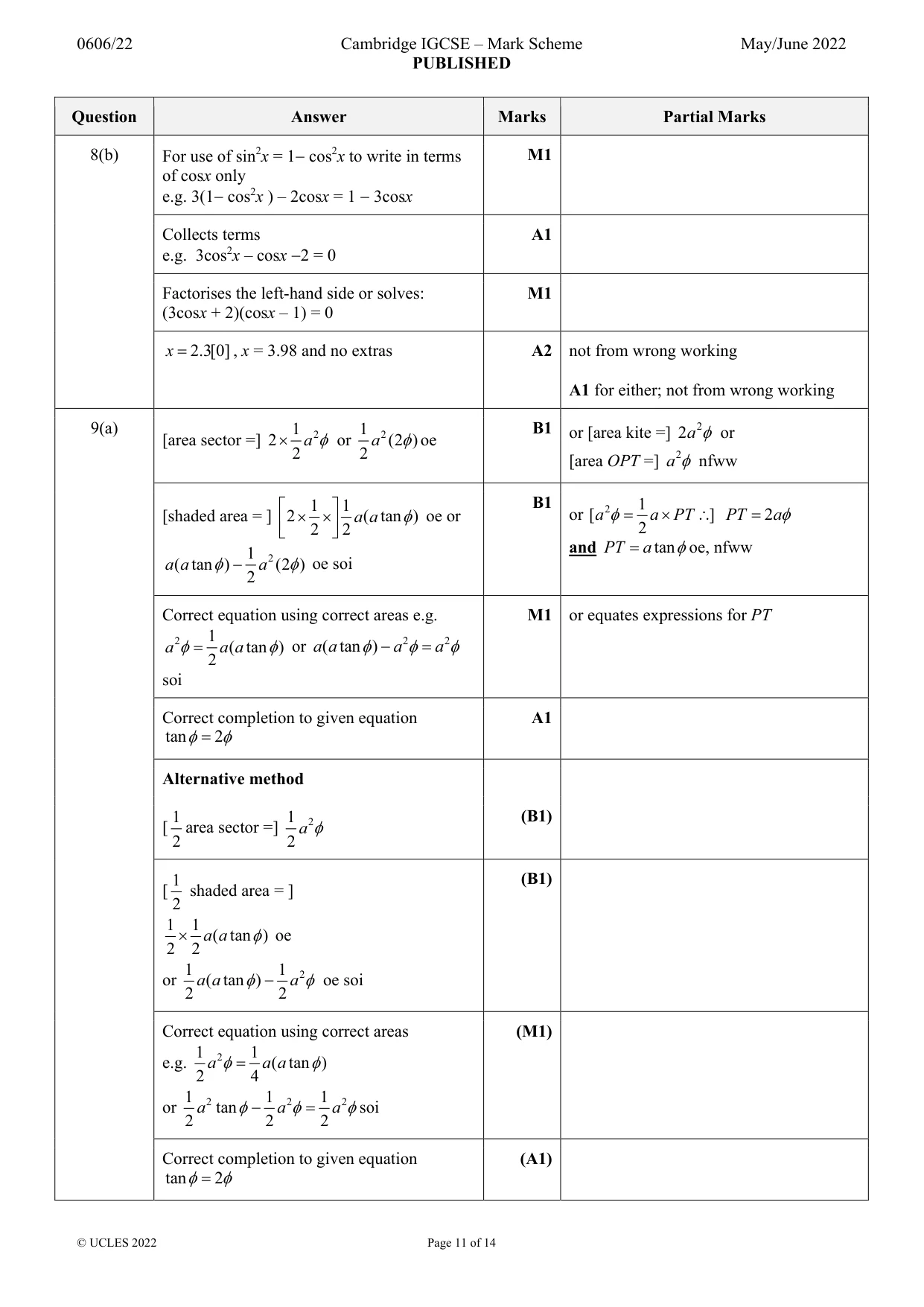 Mark scheme, page 11 of 14