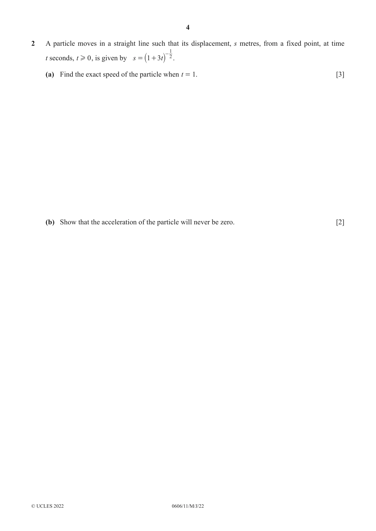 Cambridge IGCSE Mathematics - Additional 0606 2022 May/June Paper 1 · Variant 1 question paper, page 4 of 16