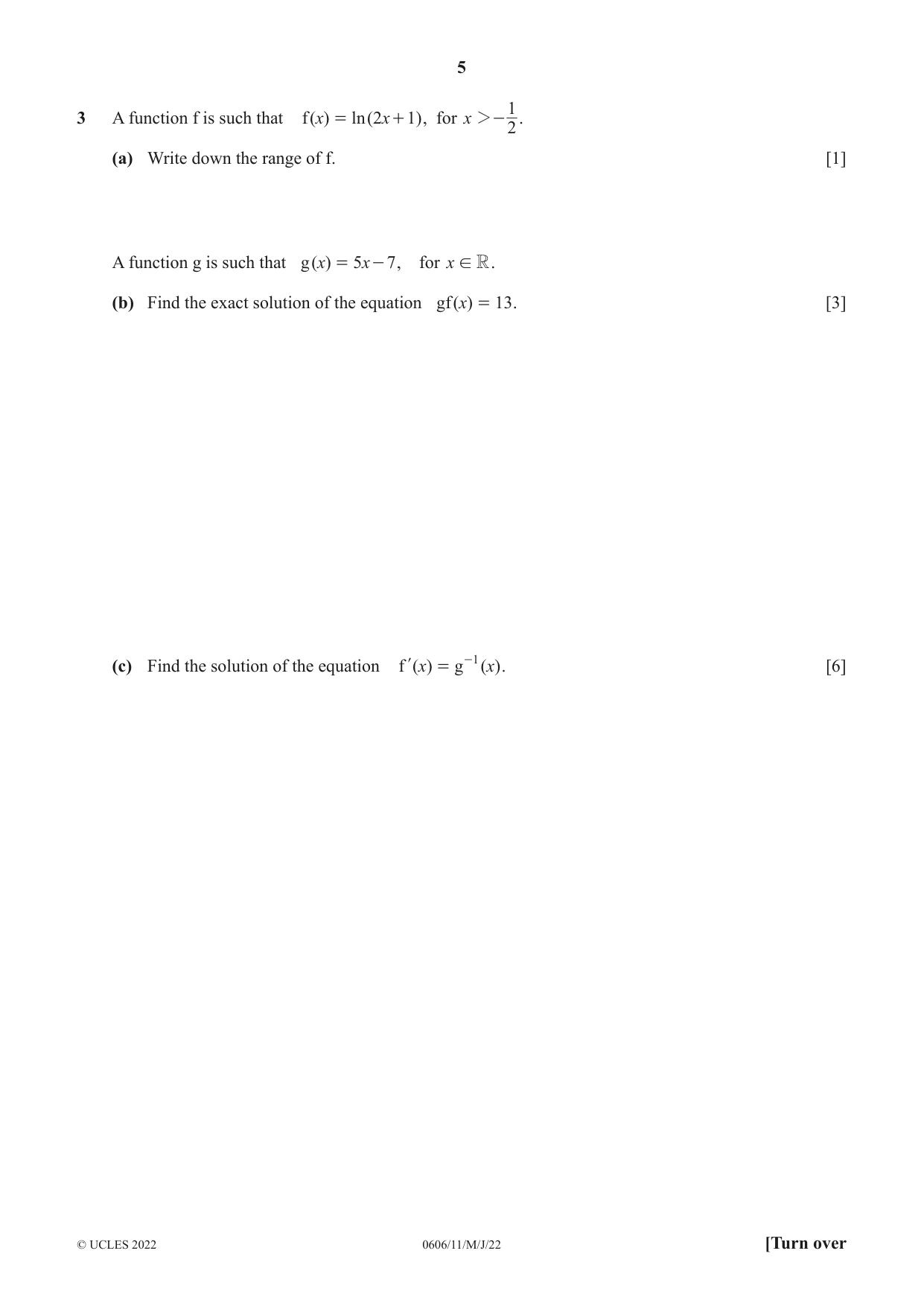 Cambridge IGCSE Mathematics - Additional 0606 2022 May/June Paper 1 · Variant 1 question paper, page 5 of 16