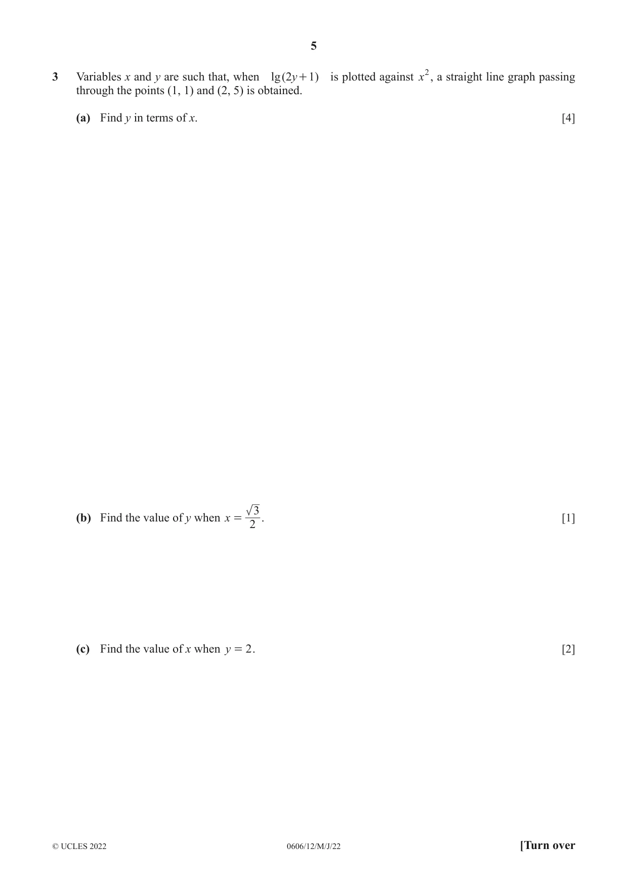 Cambridge IGCSE Mathematics - Additional 0606 2022 May/June Paper 1 · Variant 2 question paper, page 5 of 16
