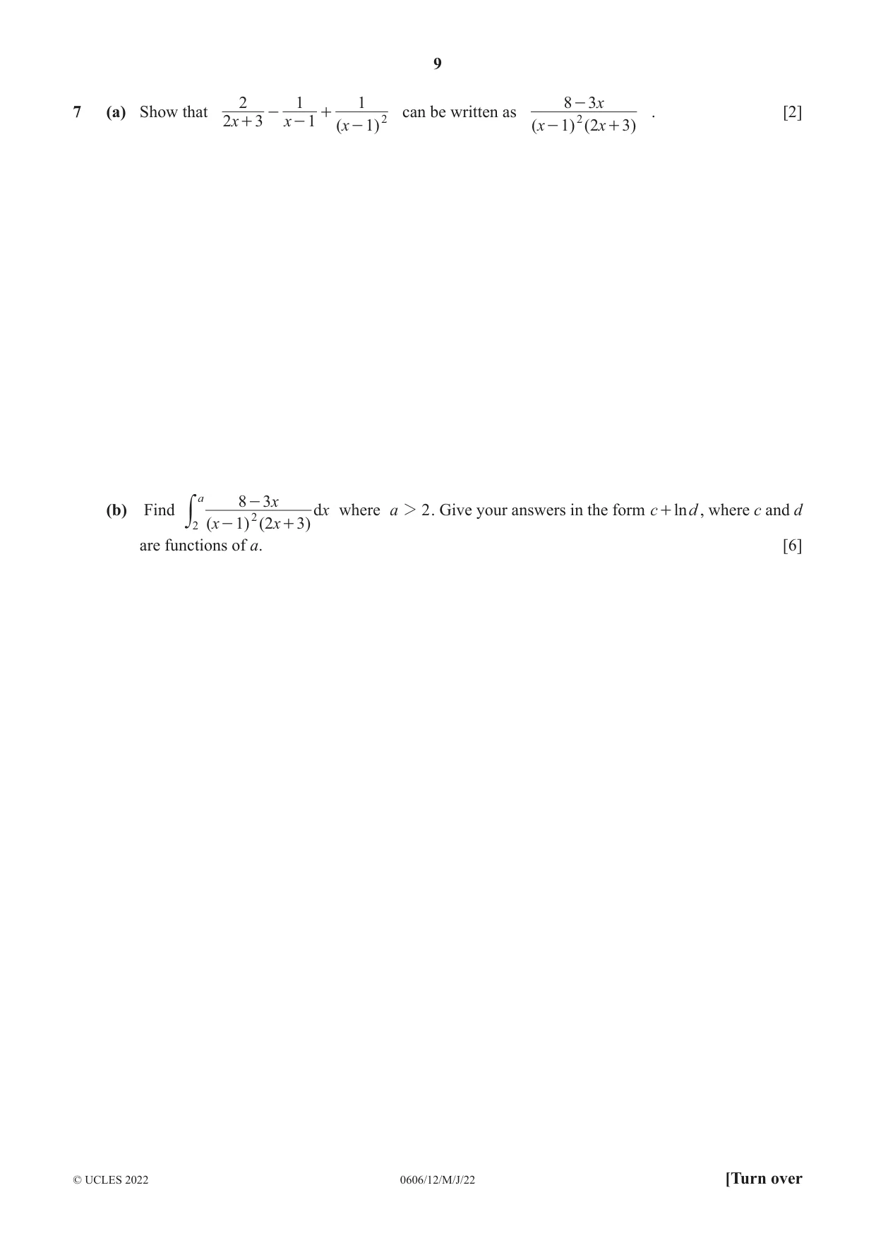 Cambridge IGCSE Mathematics - Additional 0606 2022 May/June Paper 1 · Variant 2 question paper, page 9 of 16